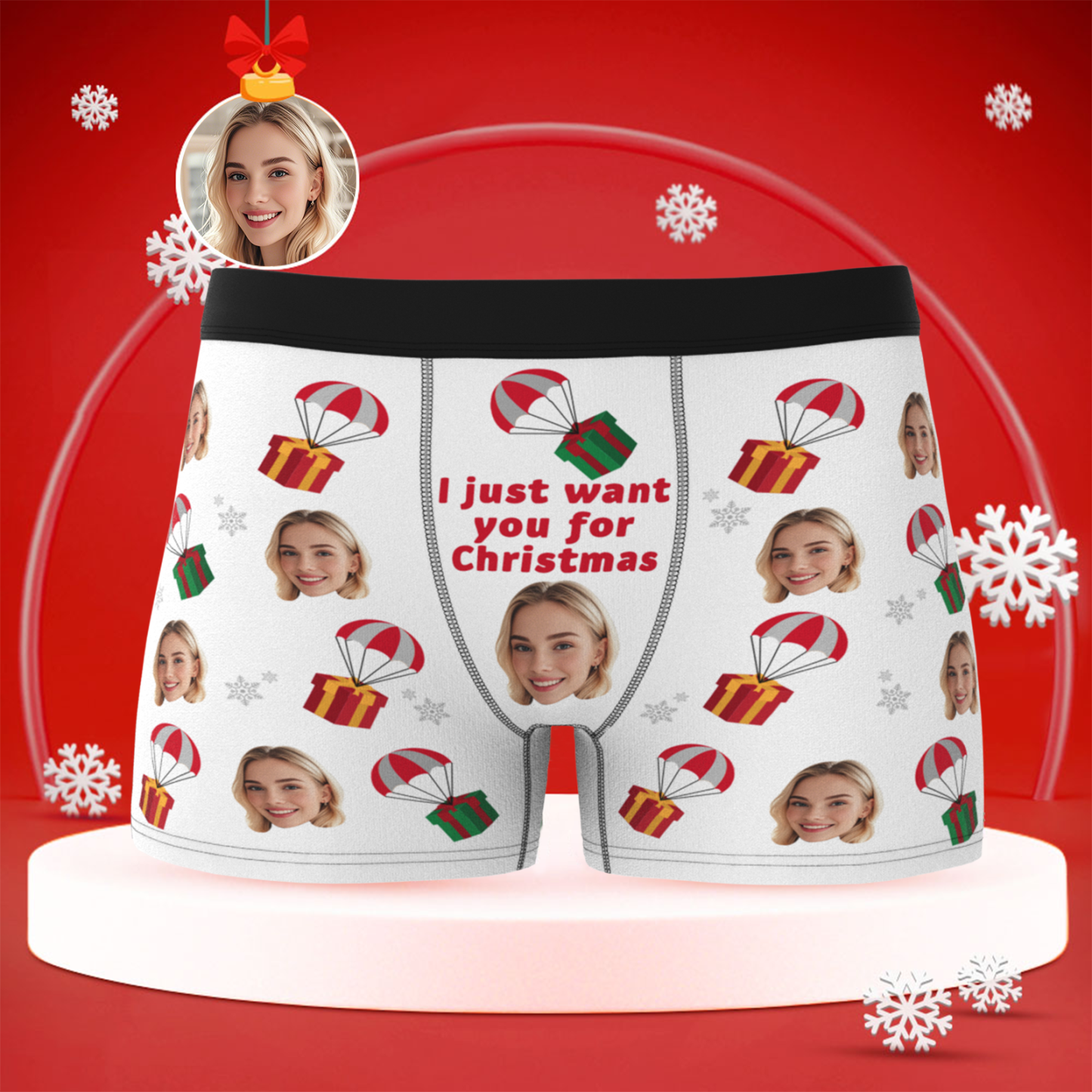 Custom Christmas Face Boxer Briefs, Funny Personalized Gift, Best Holiday Gift for Boyfriend, Husband, or Couples - MyPhotoBoxer