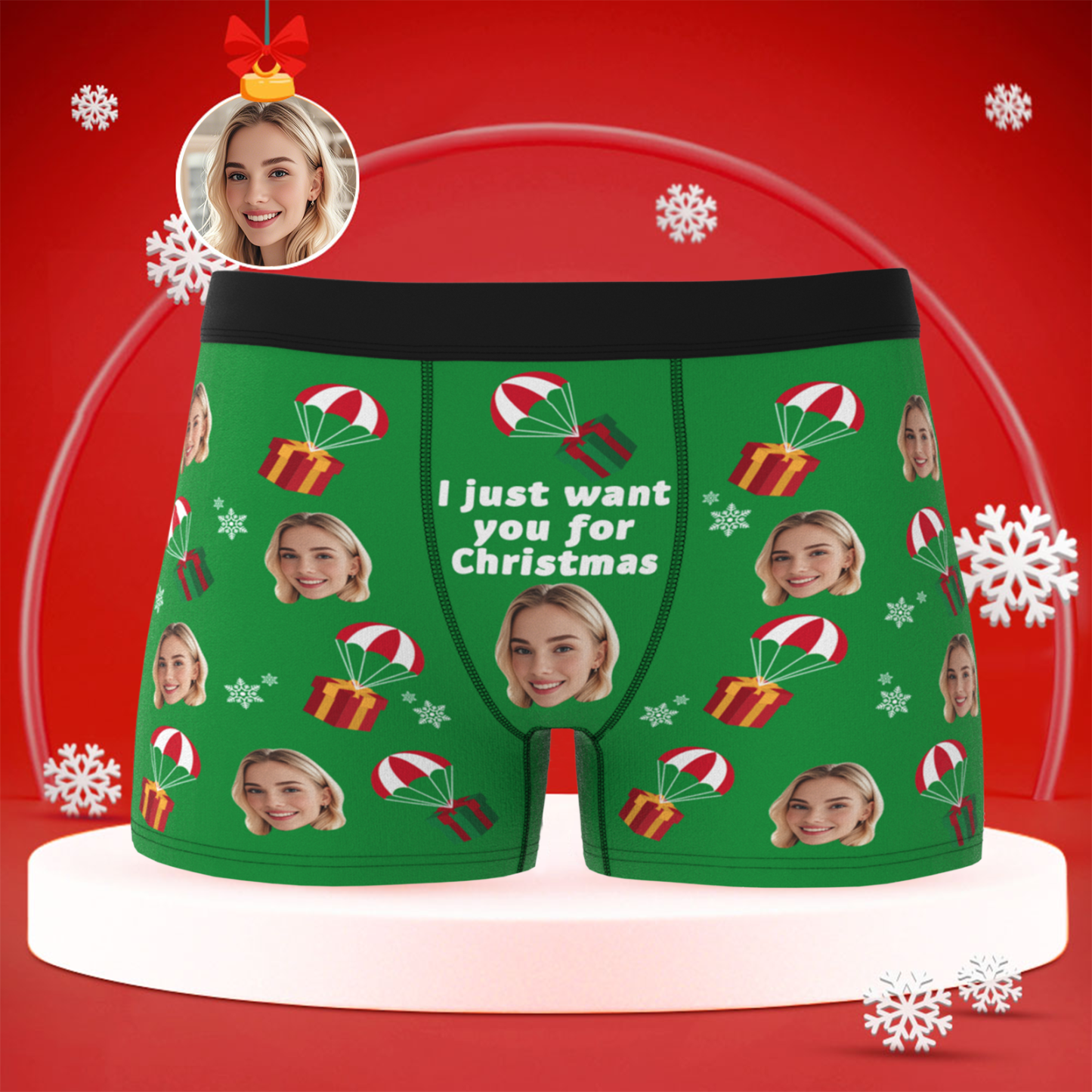 Custom Christmas Face Boxer Briefs, Funny Personalized Gift, Best Holiday Gift for Boyfriend, Husband, or Couples - MyPhotoBoxer
