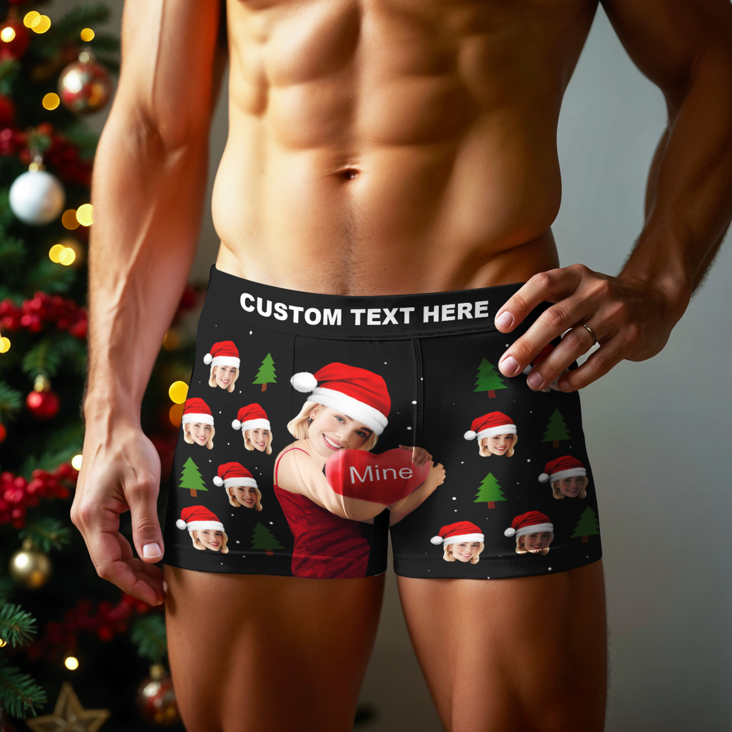 Custom Christmas Face Boxer Briefs, Funny Personalized Gift, Best Holiday Gift for Boyfriend, Husband, or Couples