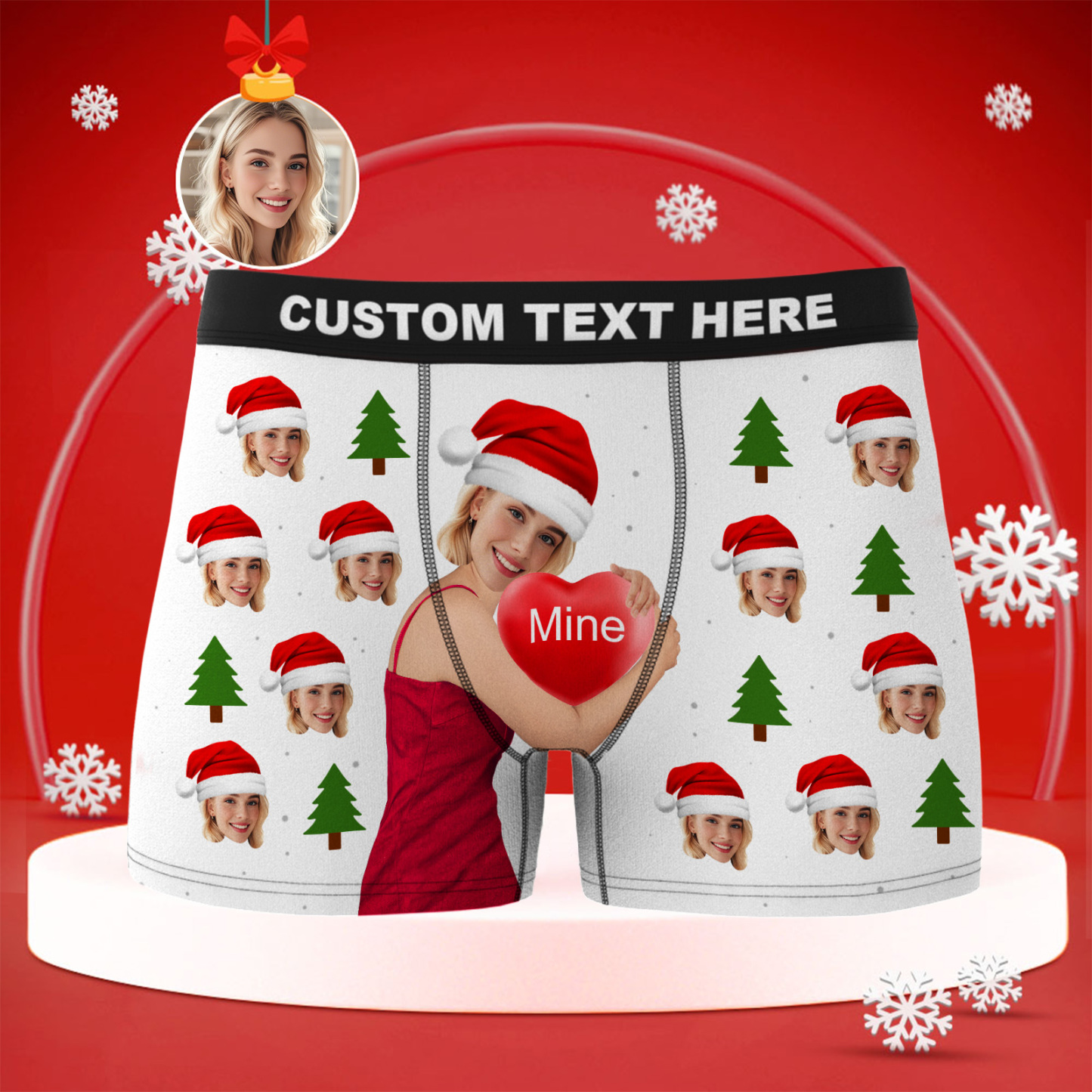 Custom Christmas Face Boxer Briefs, Funny Personalized Gift, Best Holiday Gift for Boyfriend, Husband, or Couples