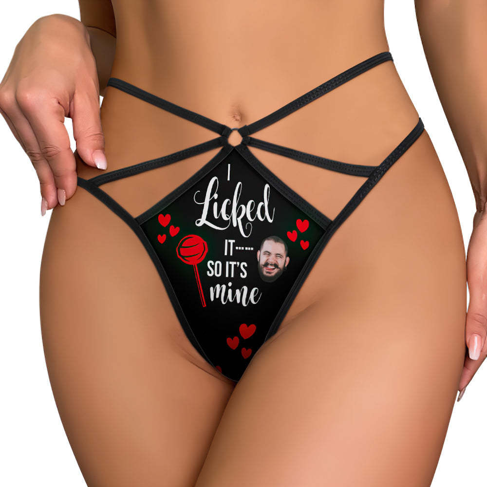 Custom Face Thong Personalized Lollipop It's Mine Funny Sexy Thongs
