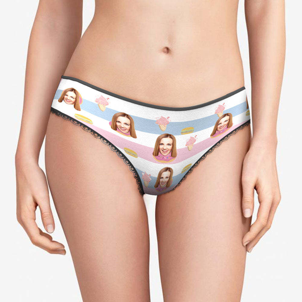 Custom Face Women's Panties Personalised Photo Kawaii Pastel Lingerie Gifts For Her