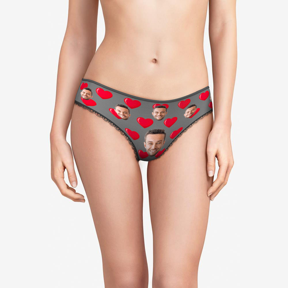 Custom Face Women's Panties Personalised Photo Underwear Heart Lovers Gift