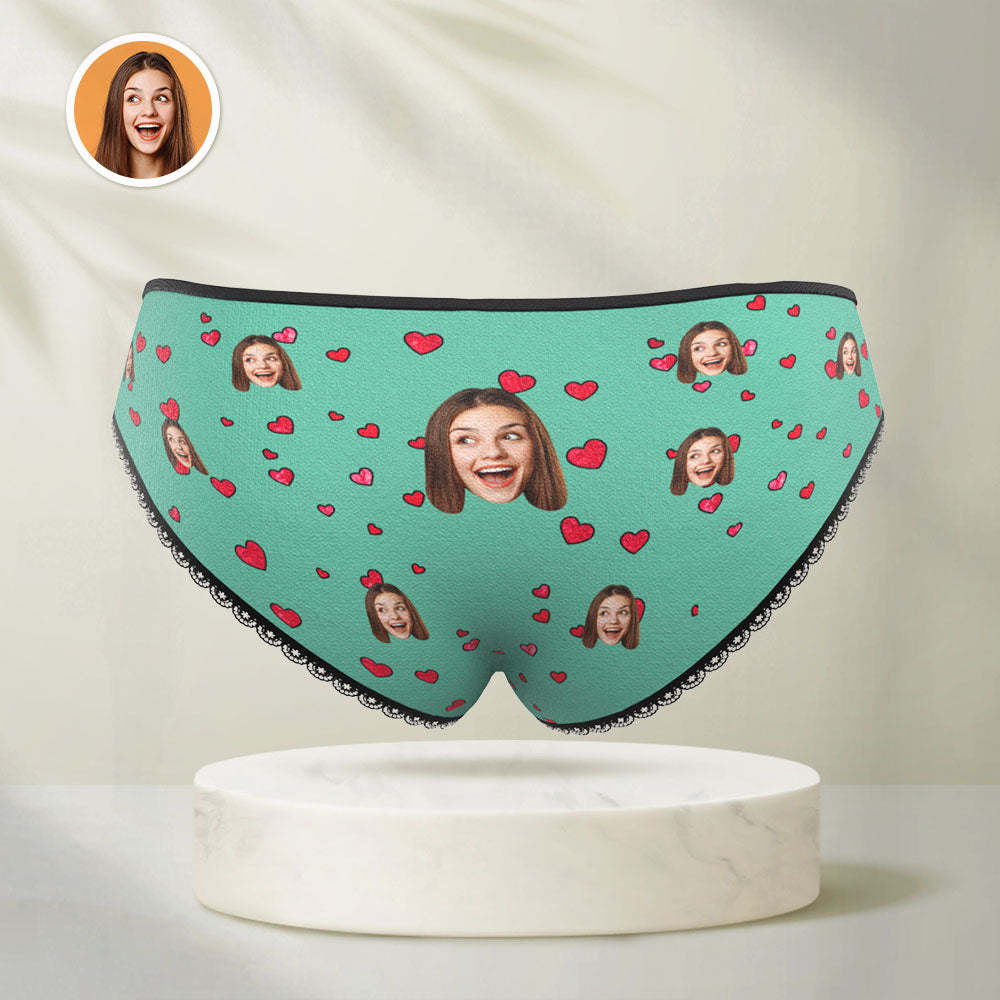 Custom Face Women's Panties Personalised Photo Underwear Hearts Gigts For Girlfriend