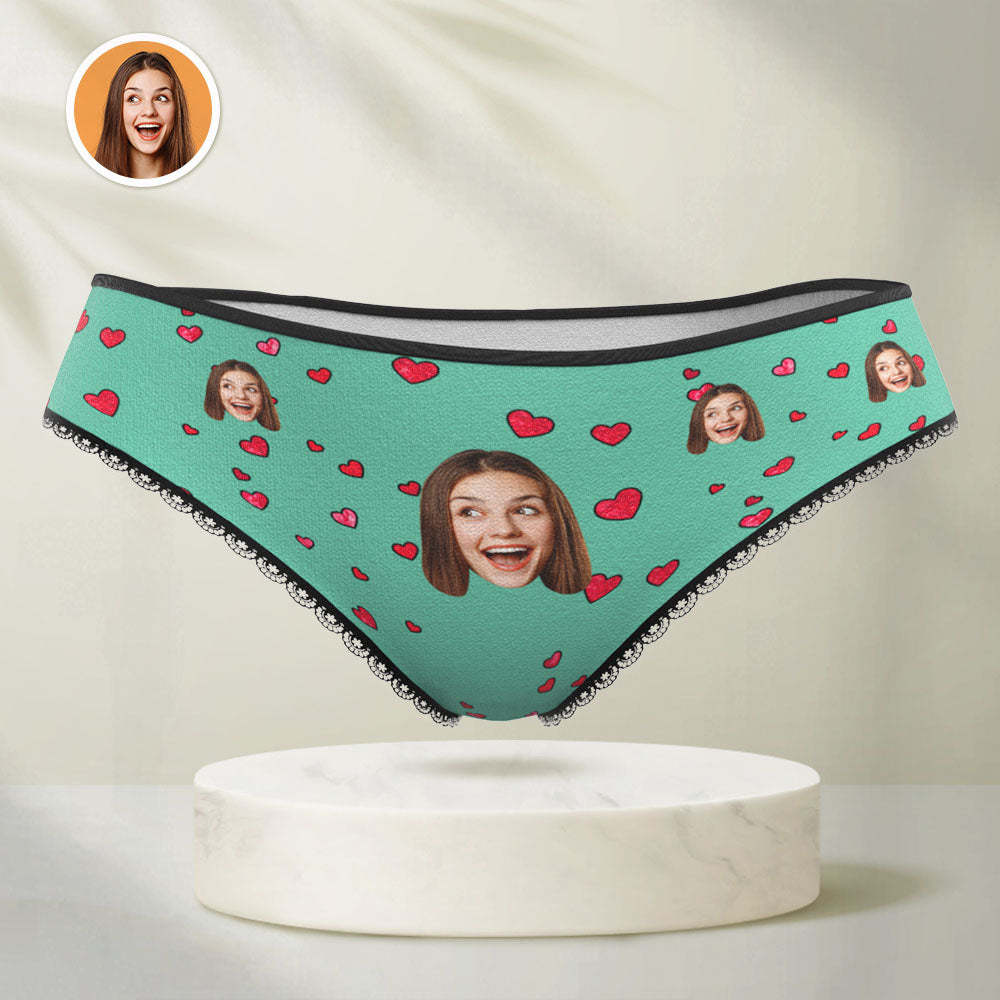 Custom Face Women's Panties Personalised Photo Underwear Hearts Gigts 