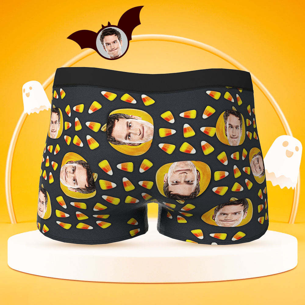 Custom Face Boxer Briefs Personalised Pumpkin Men's Boxer Shorts Halloween Corn Gift For Men