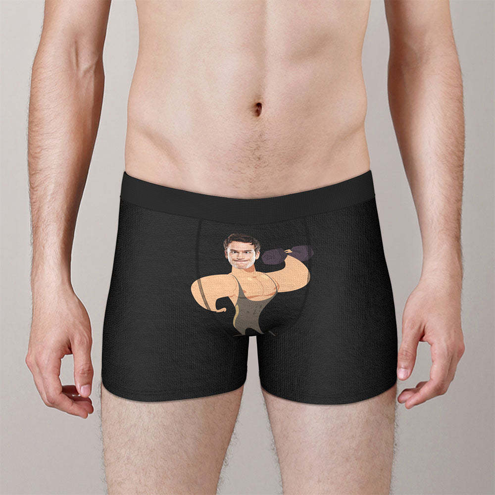 Custom Face Boxer Personalized Men's Shorts with Photo Muscle Man