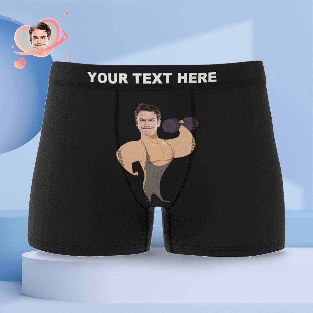 Custom Face Boxer Personalized Men's Shorts with Photo Muscle Man
