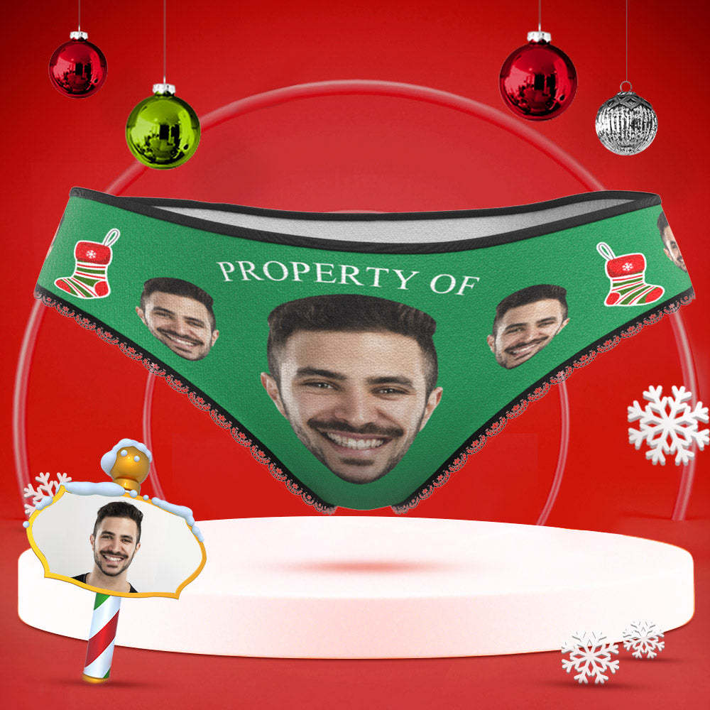 Custom Face Underwear Personalized Women High-Cut Briefs Panties Christmas - Property Of