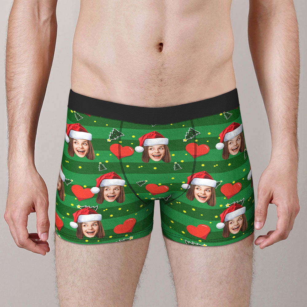 Custom Face Boxers Briefs Men's Shorts With Girlfriend Photo Heart Christmas Gifts