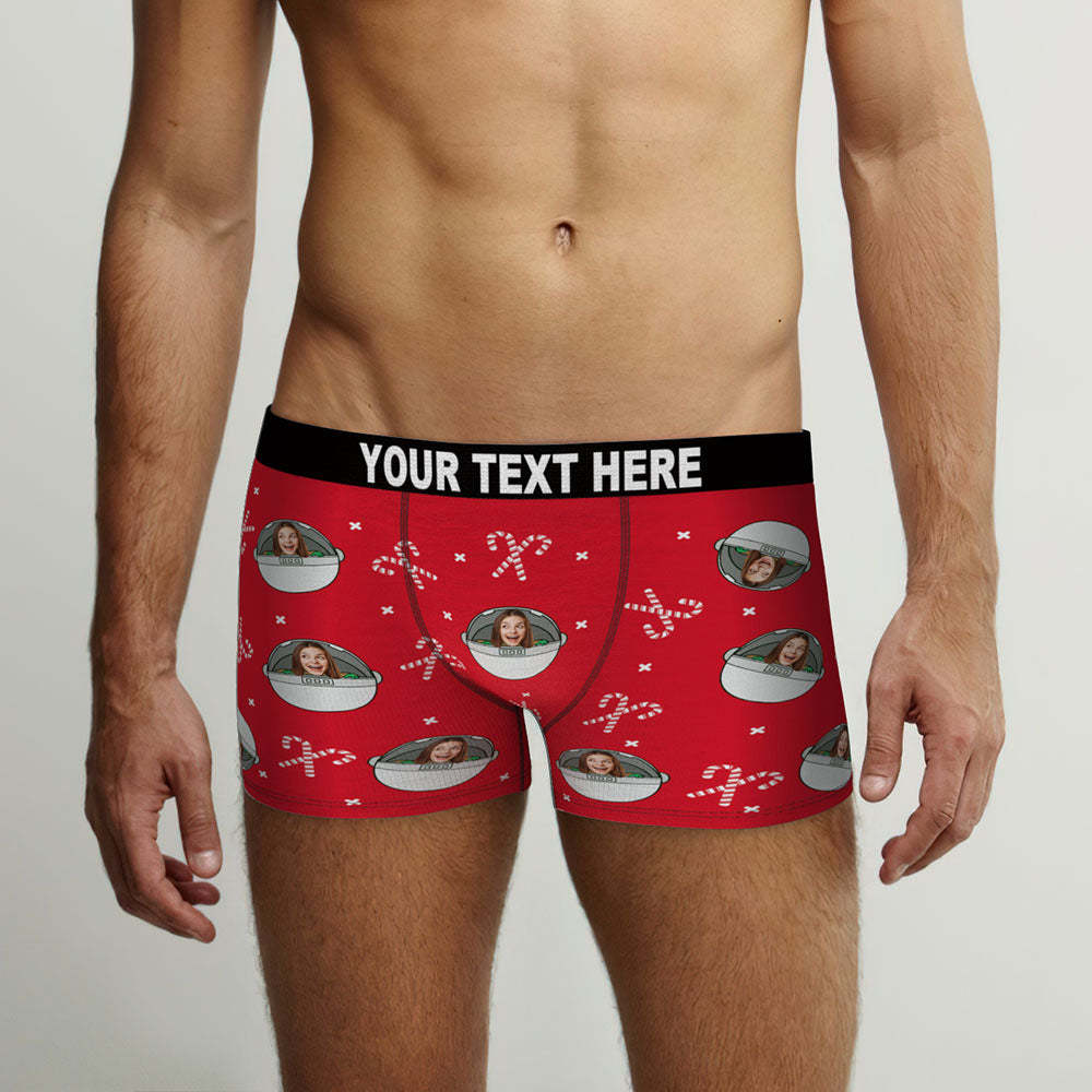 Custom Face Boxers Briefs Personalized Men's Shorts With Photo Christmas Gifts Red