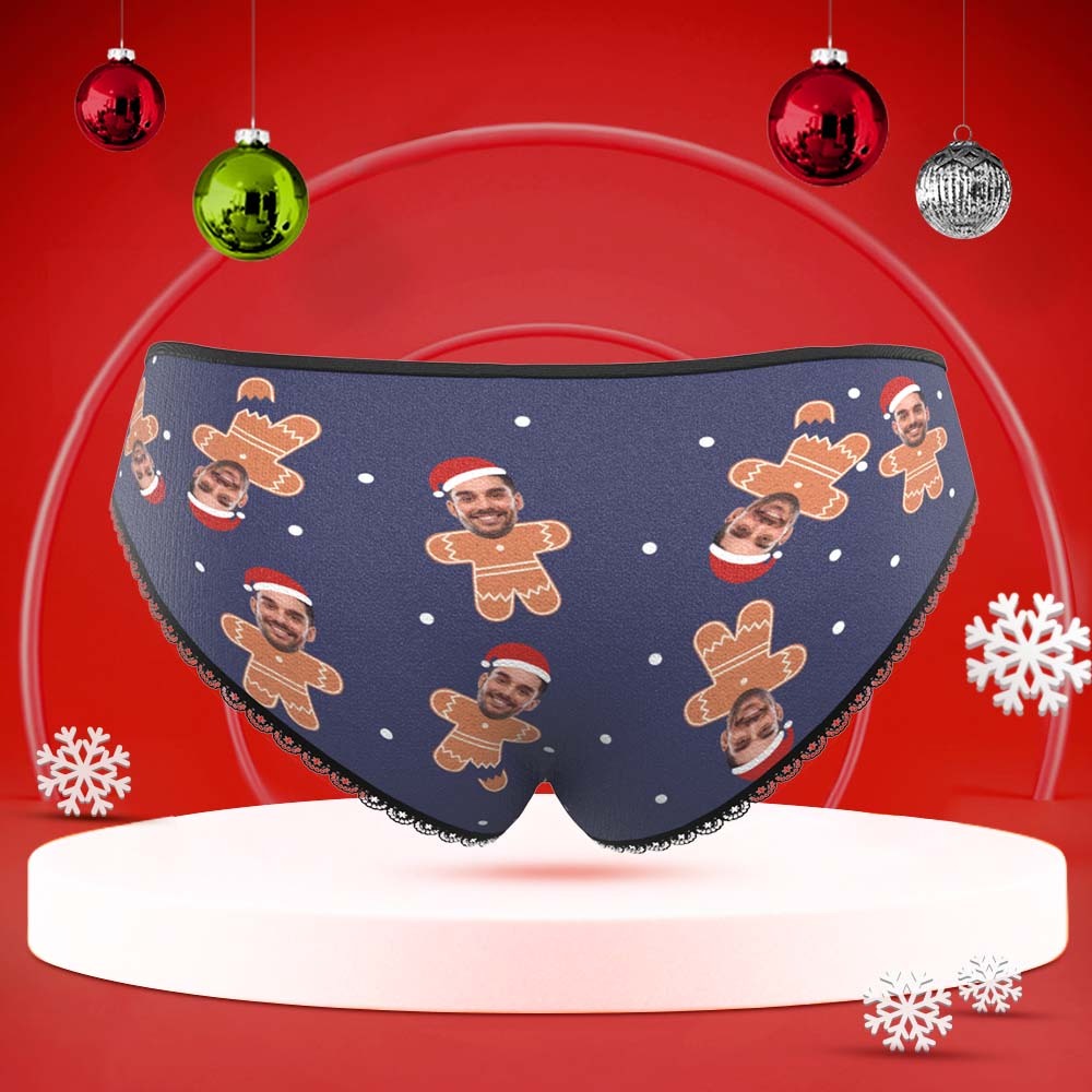 Custom Face Underwear Personalized Women Panties With Photo Christmas Gifts - Gingerbread