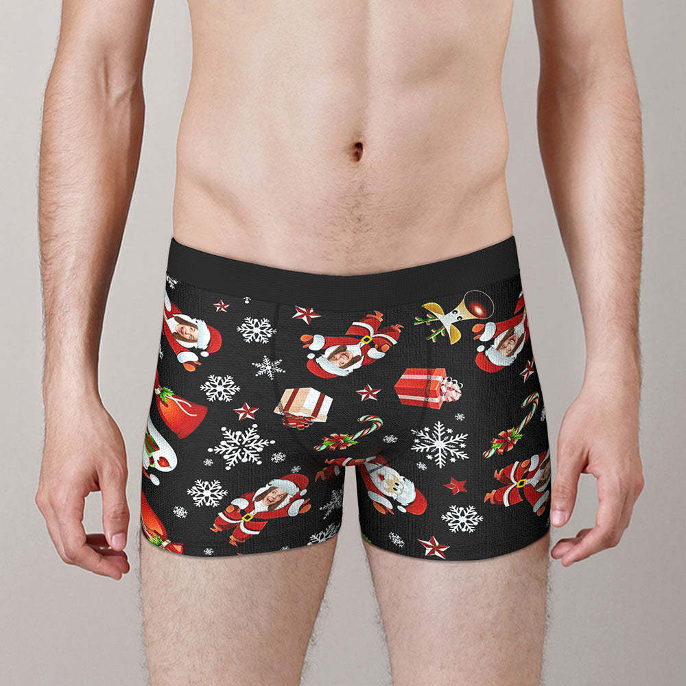 Custom Face Boxers Briefs Personalized Men's Shorts With Photo Santa Snowman Christmas Gifts