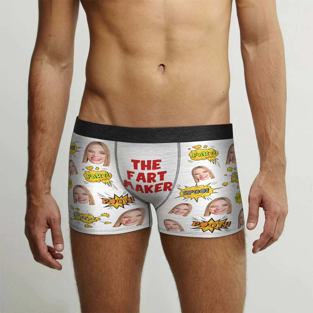 Custom Face Men's Boxers Briefs Personalized Men's Funny Shorts With Photo The Fart Maker
