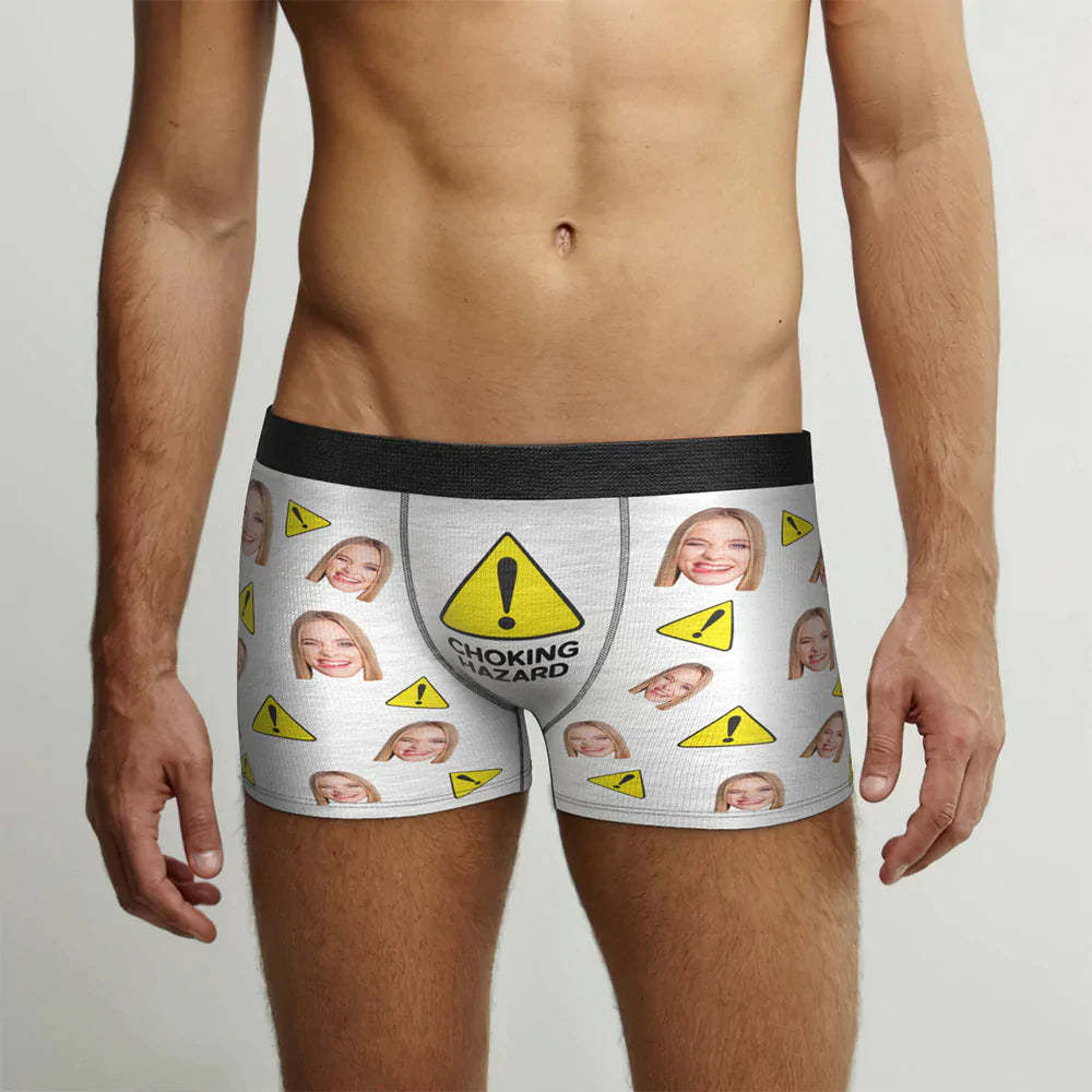 Custom Face Men's Boxers Briefs Personalized Men's Shorts With Photo Choking Hazard