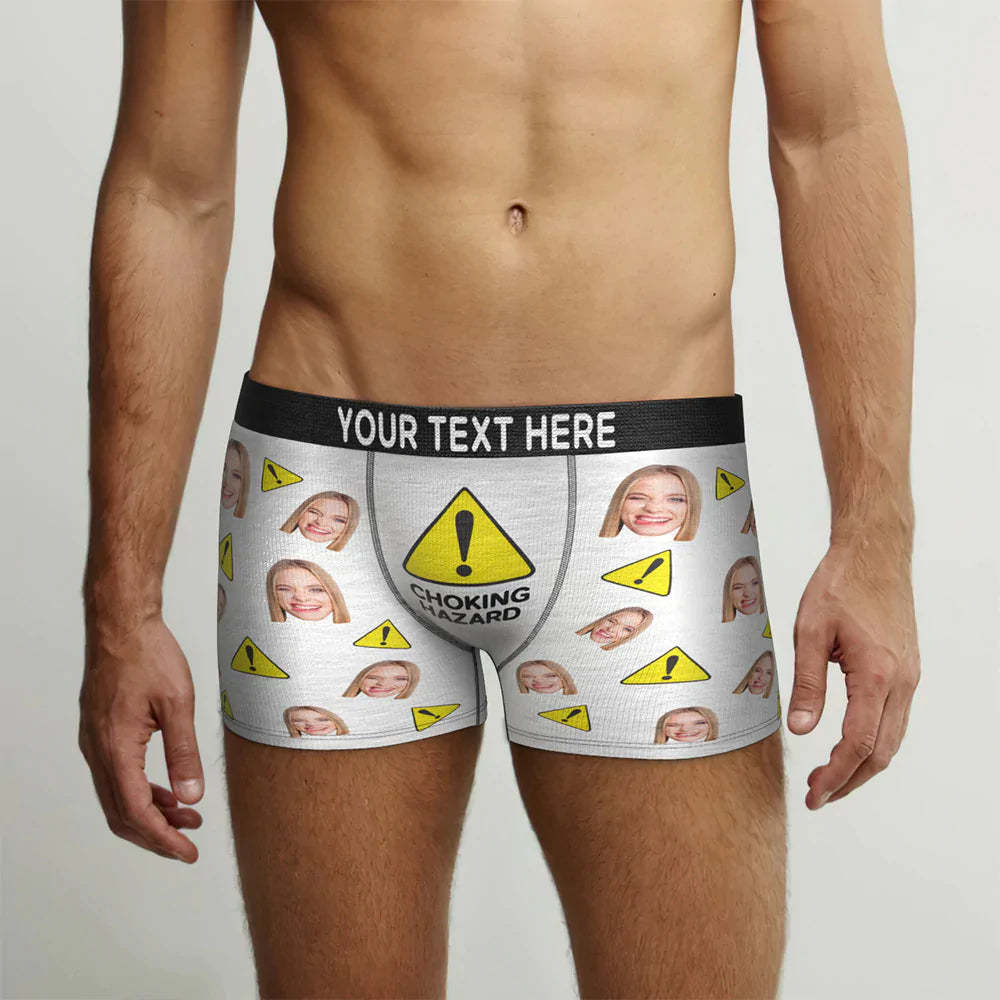 Custom Face Men's Boxers Briefs Personalized Men's Shorts With Photo Choking Hazard