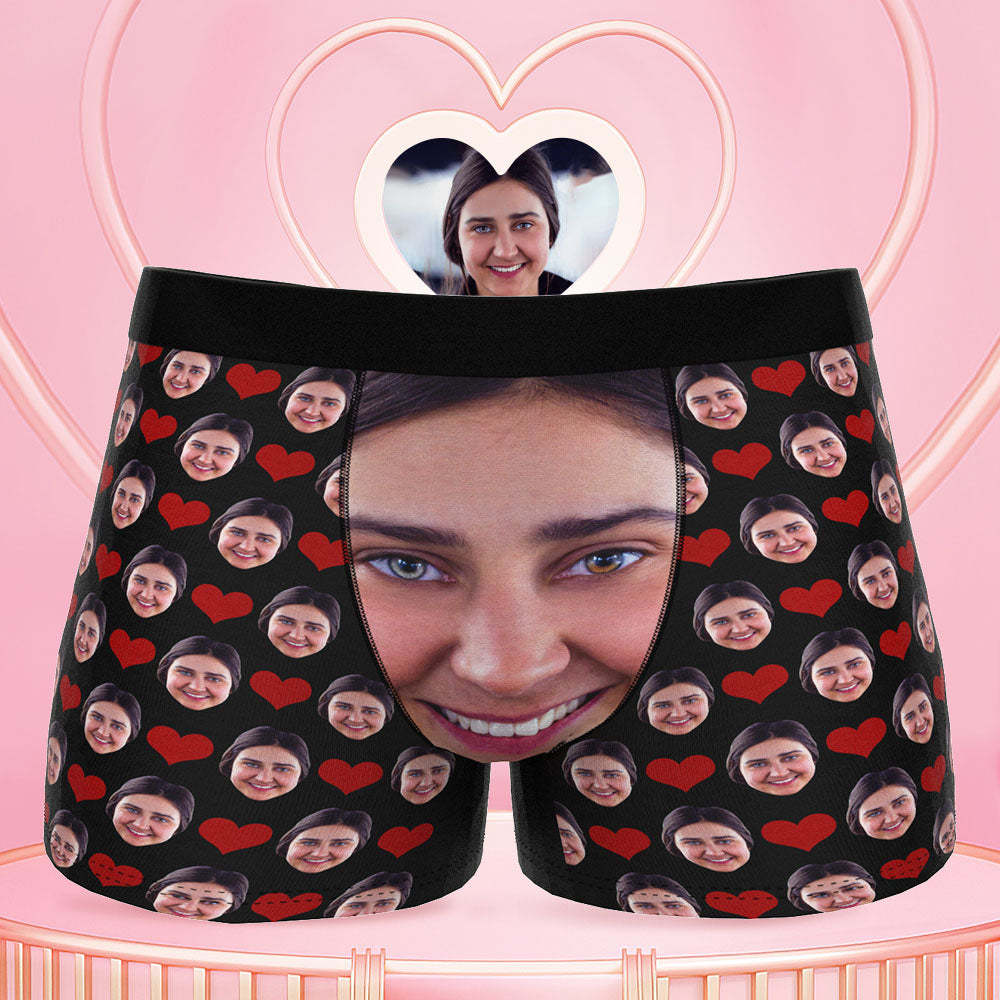 Custom Face Boxer Shorts Love Heart