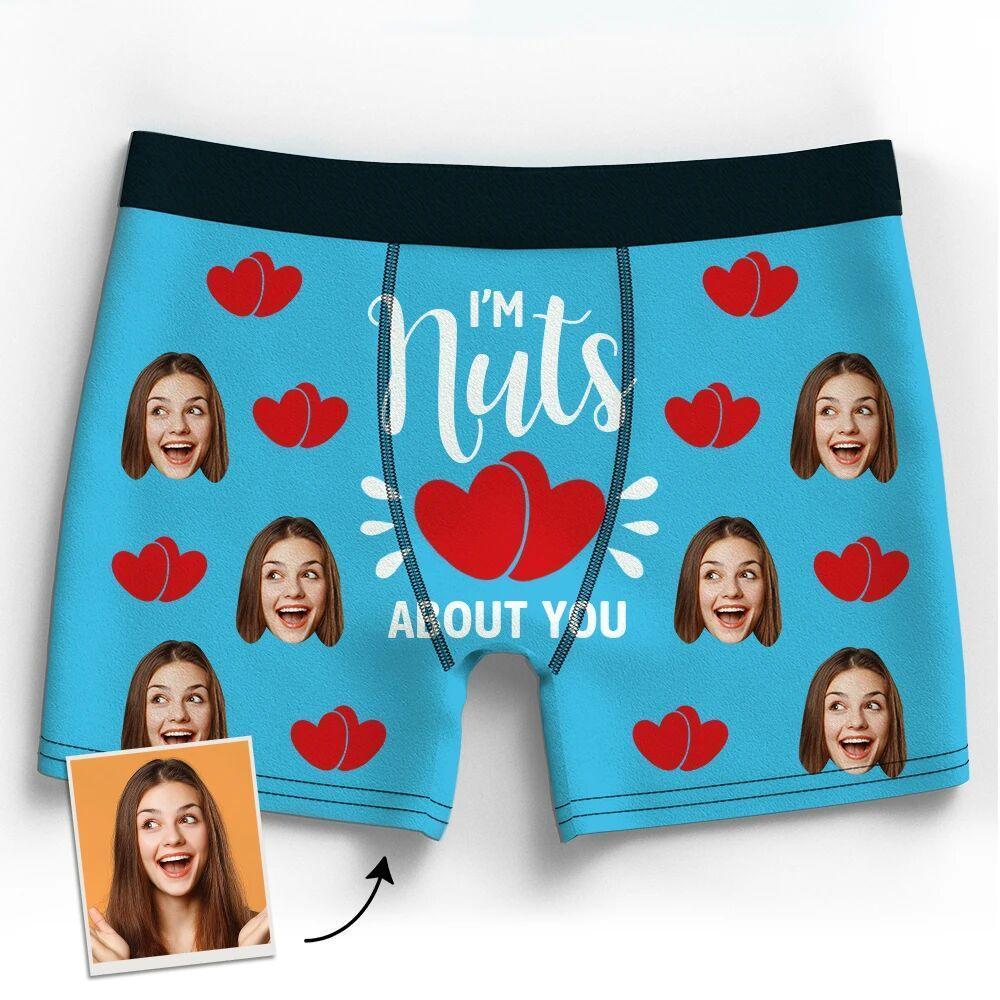 Men Customized Photo Boxer 3D Online Preview Girlfriend's Face - I'm Nuts about You