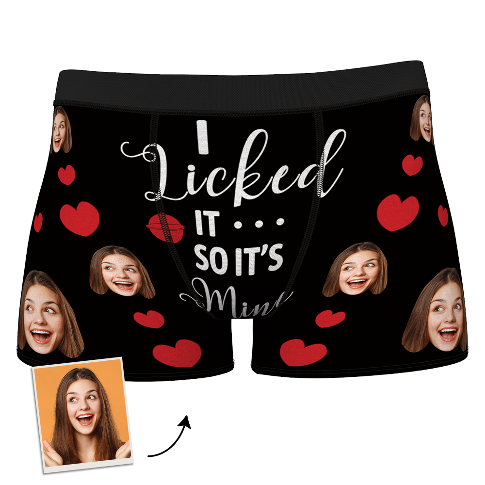 Men's Customized I Licked It So Its Mine Boxers Boxer Personalised Photo Boxer
