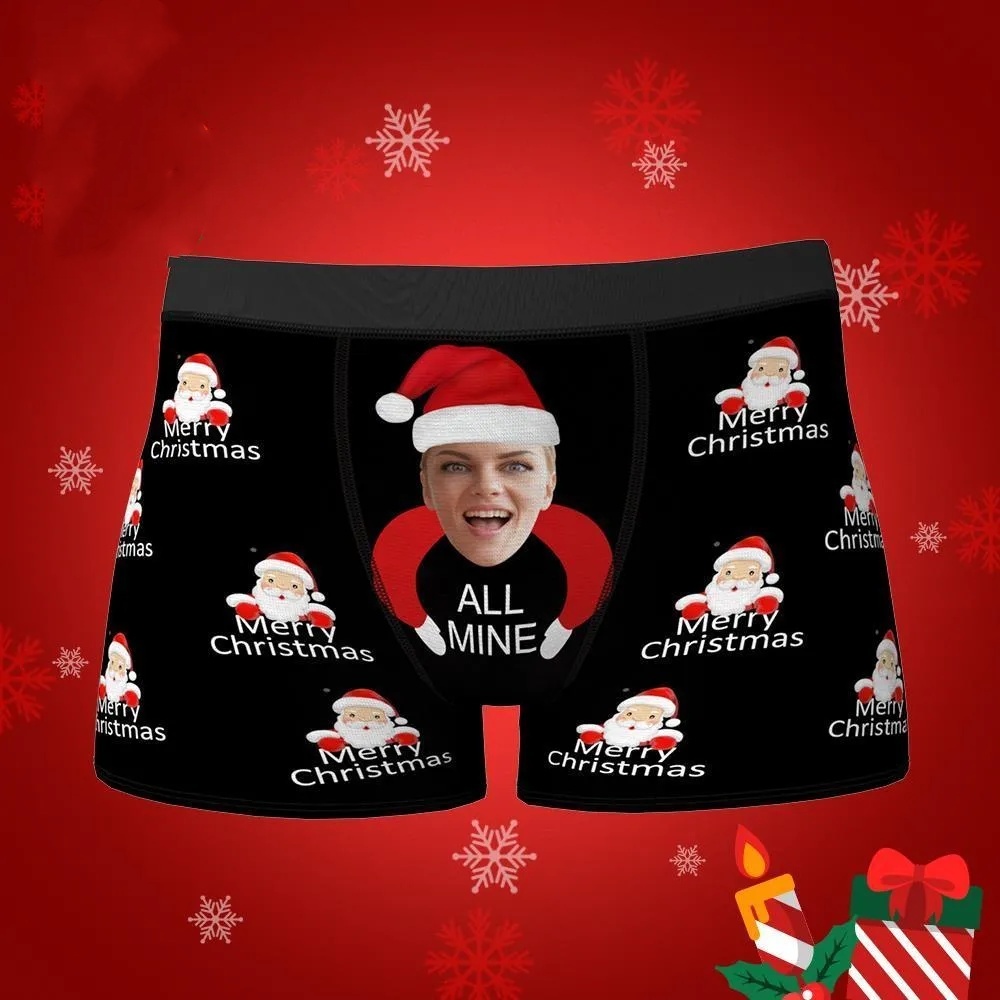 Custom Girlfriend Face Boxers Shorts All Mine Personalised Photo Underwear Christmas Gift for Men