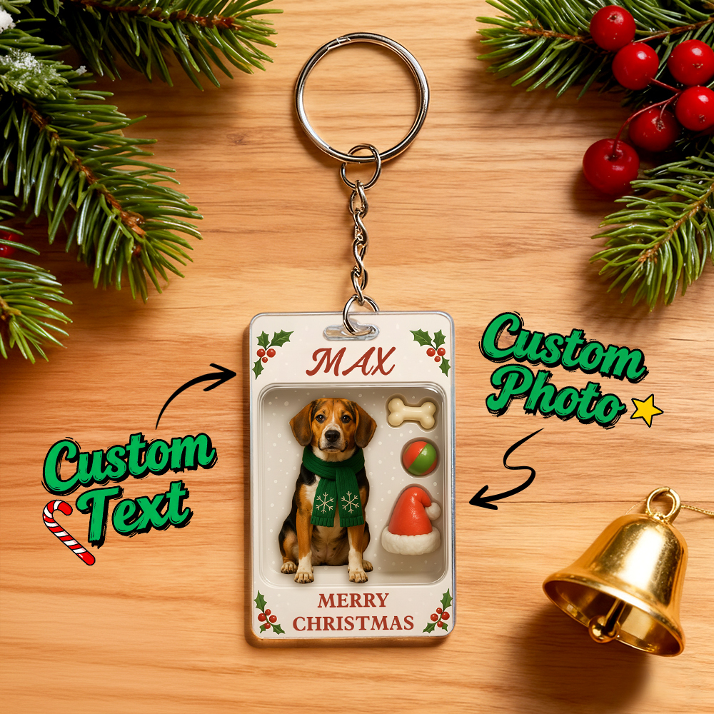 Personalized Squatting Pet Dog Keychain A Heartwarming Holiday Keepsake Unique Gift for Dog Lovers - MyPhotoBoxer