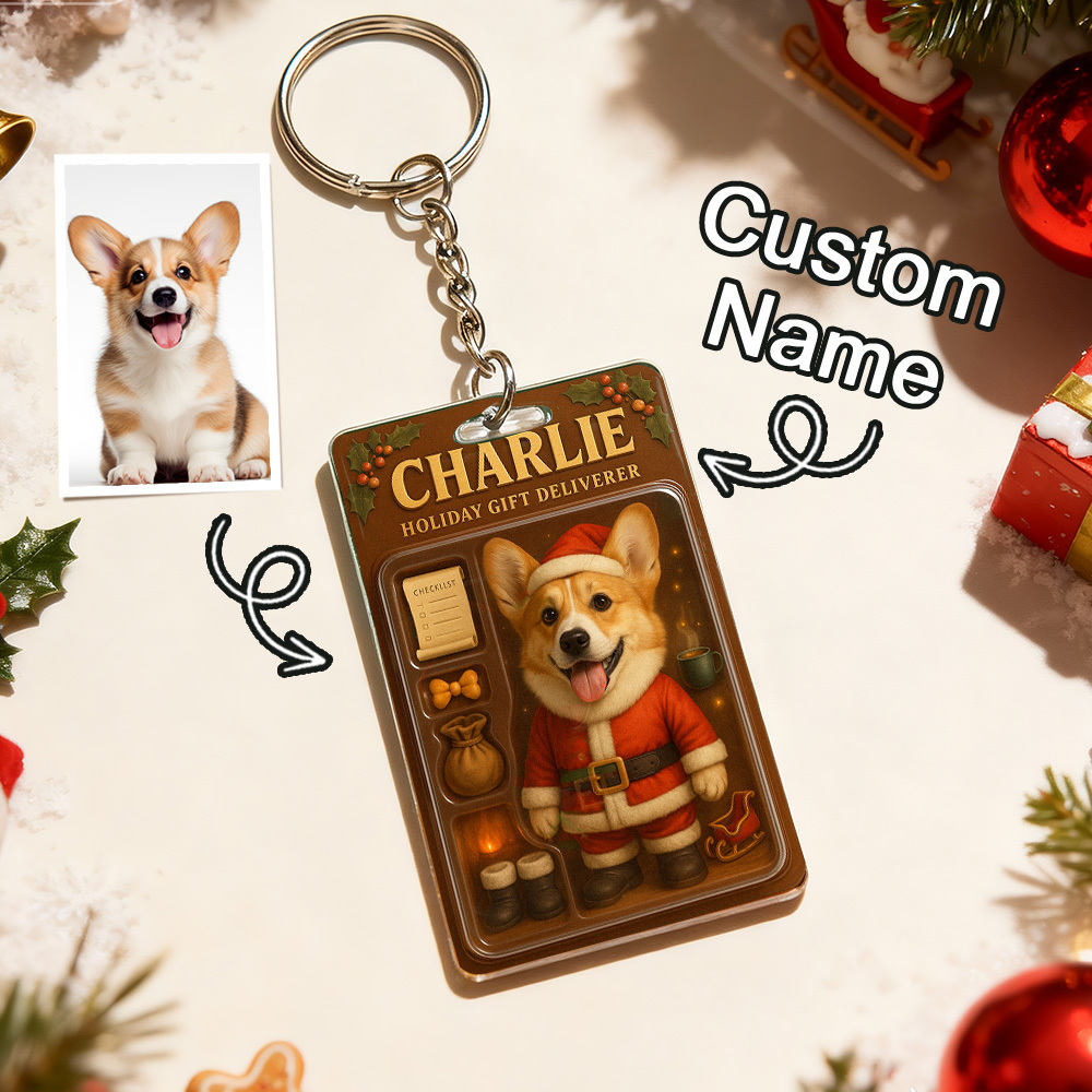 Personalized Standing Pet Dog Keychain A Heartwarming Holiday Keepsake Unique Gift for Dog Lovers - MyPhotoBoxer