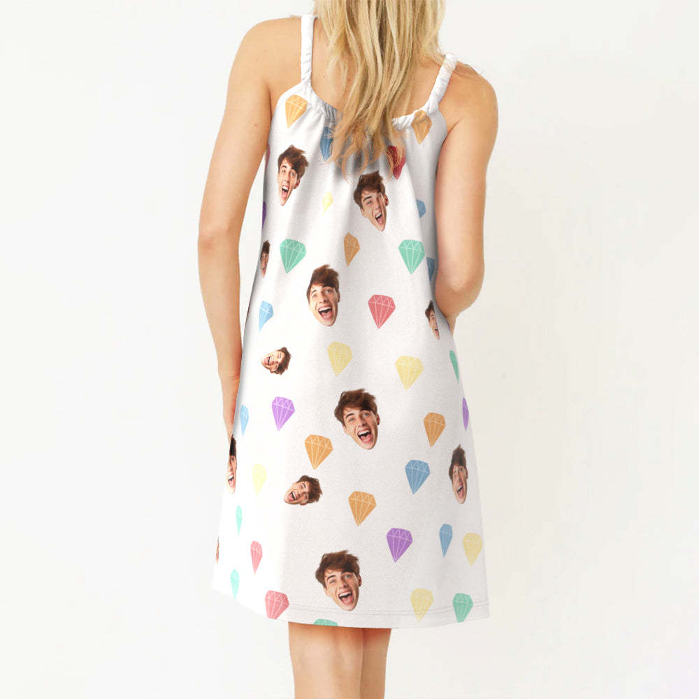 Custom Face Daytime Sleep Dress Personalized Photo Women Long Nightdress