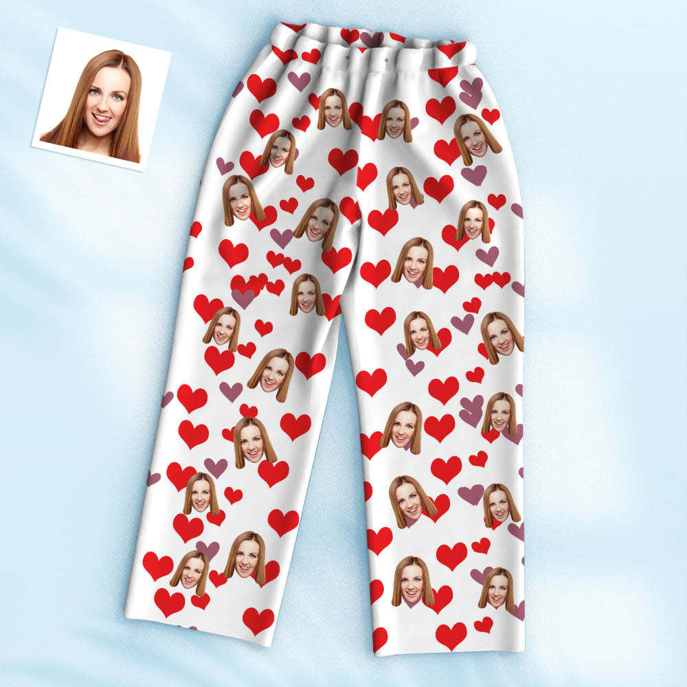 Custom Face Pajamas Personalized Photo Pajama Women Men Set Pajamas Love Hearts