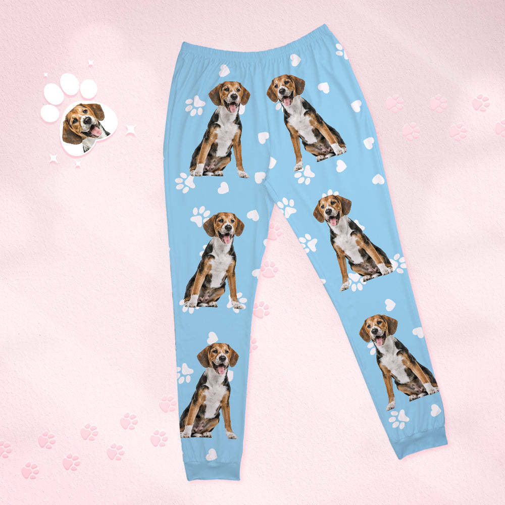 Custom Pet Photo Name Pajamas Personalized Round Neck Dog Cat Lover Pajamas Gift For Women - MyPhotoBoxer