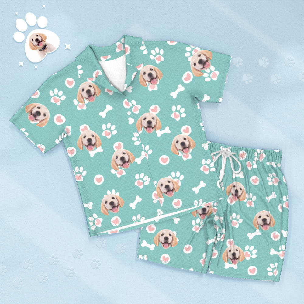 Custom Dog Face Short Sleeved Pajamas Personalized Photo Sleepwear Love Gifts For Pet Lover