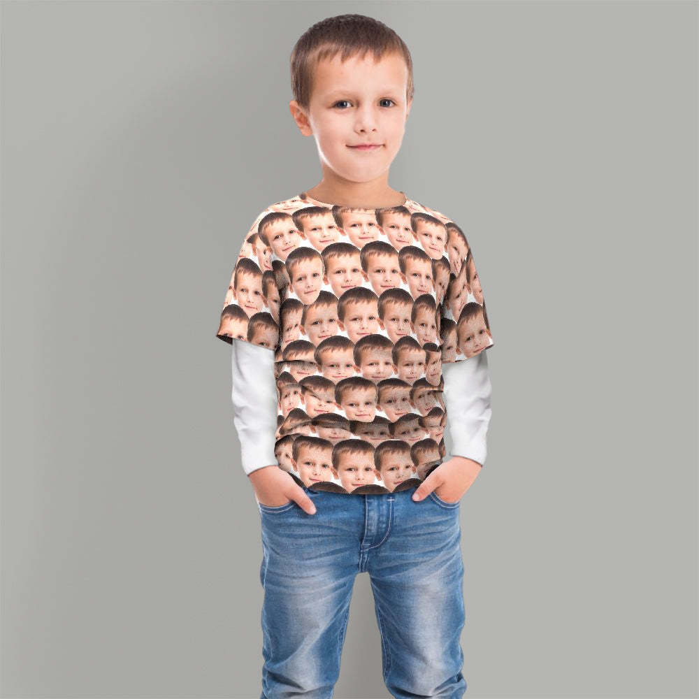 Christmas Gift Custom T-shirt My Face All Over Print Tee Mash Face Kid's T-shirt - MyPhotoBoxer