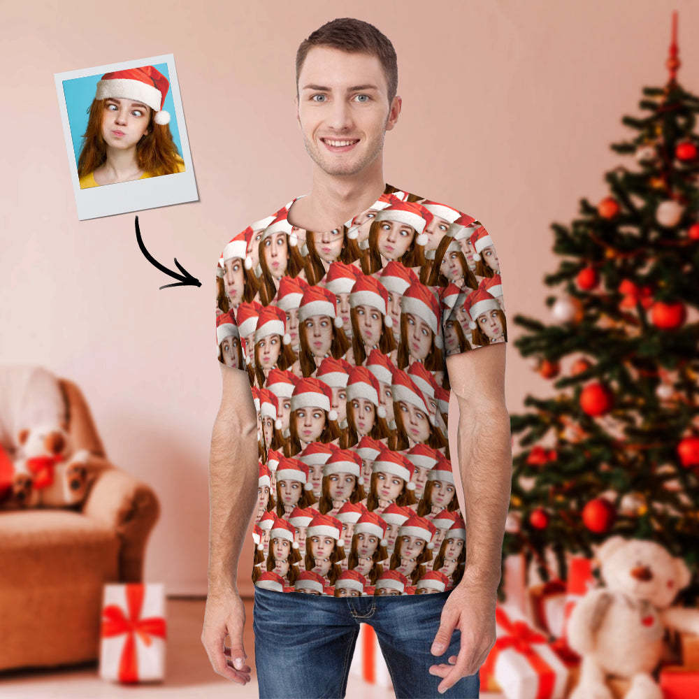 Christmas Gifts Custom T-shirt Mash Face Shirt My Face All Over Print Tee - MyPhotoBoxer