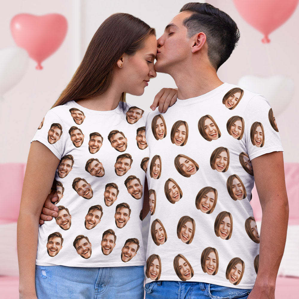 Valentine's Day Custom My Face All Over Print Tee Personalized Face Shirt Men's T-shirt - MyPhotoBoxer