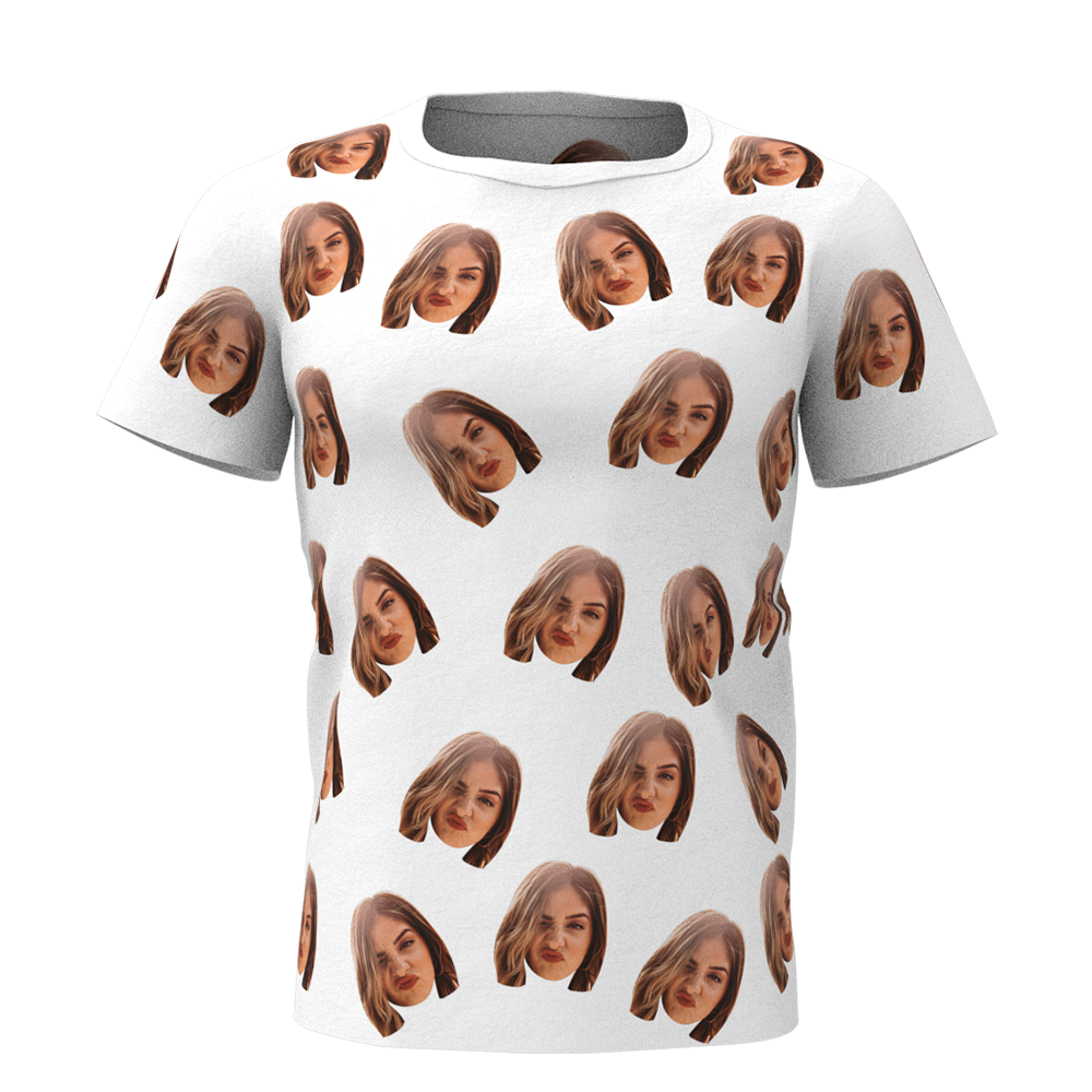 Valentine's Day Custom My Face All Over Print Tee Personalized Face Shirt Men's T-shirt - MyPhotoBoxer