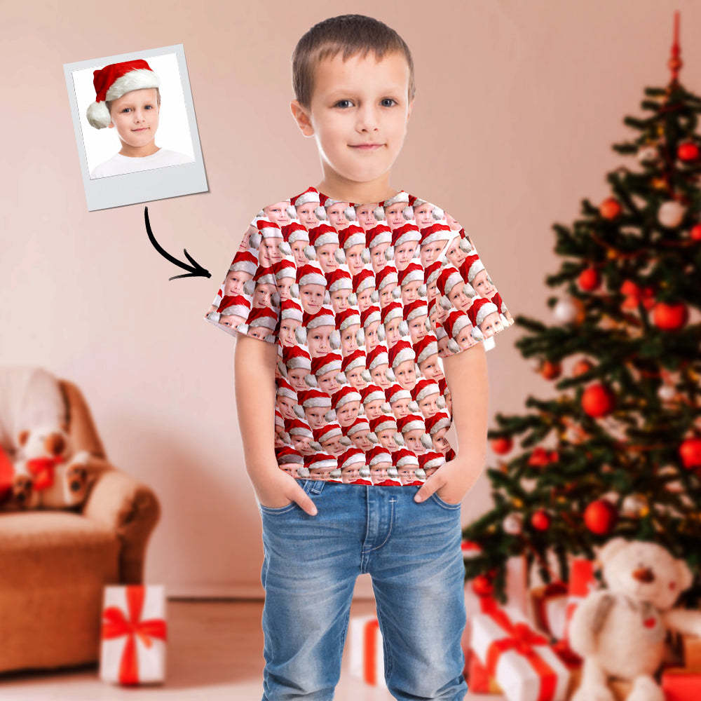 Christmas Gift Custom T-shirt My Face All Over Print Tee Mash Face Kid's T-shirt - MyPhotoBoxer