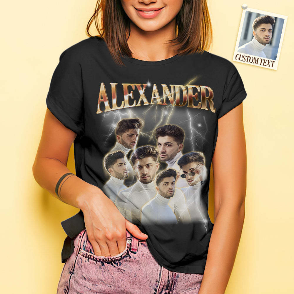 Custom Photo Vintage Tee Personalized Name T-shirt Galentine's Day - MyPhotoBoxer