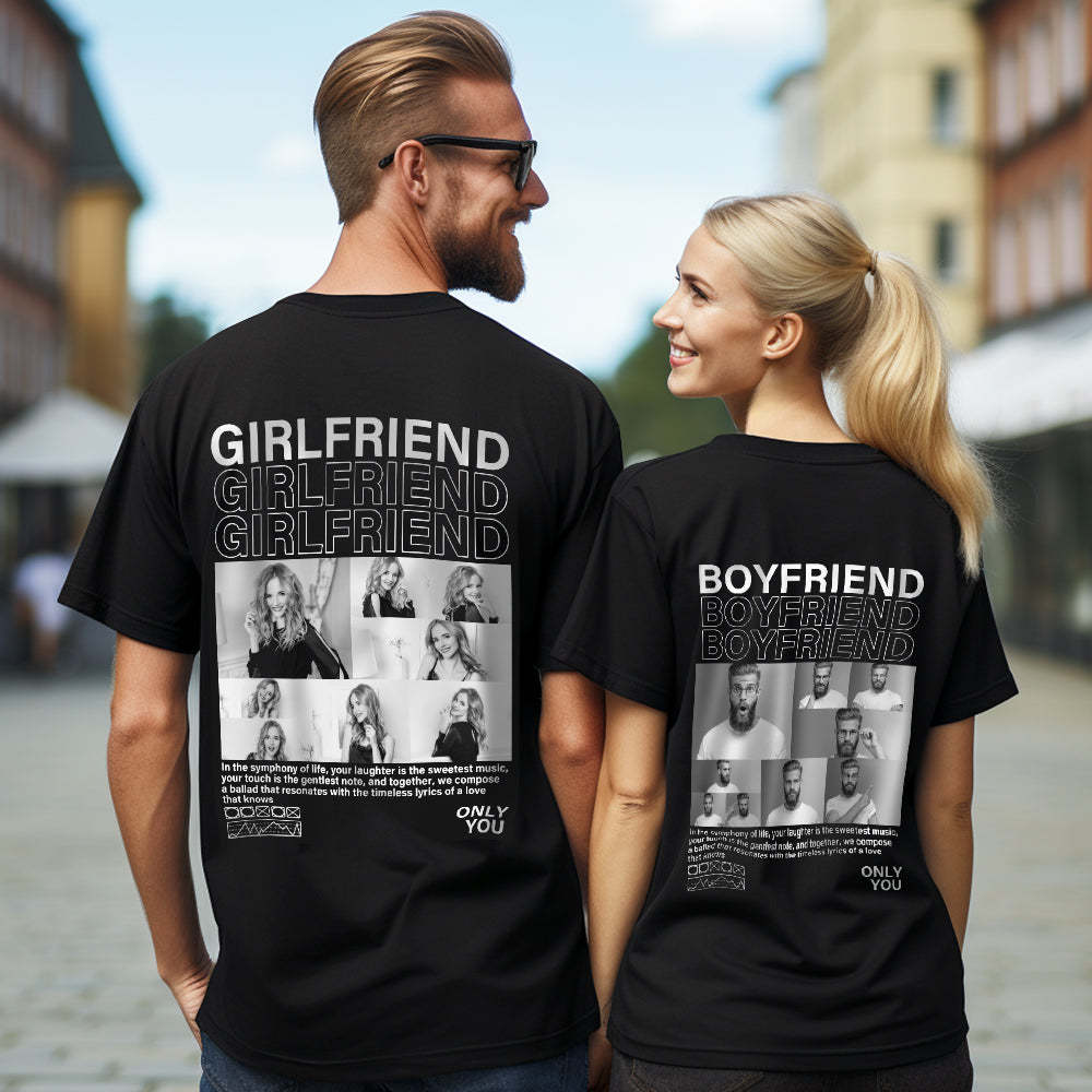 Custom Photo T-shirts Personalized Pictures T-shirt Valentine's Day Gifts for Couples - MyPhotoBoxer