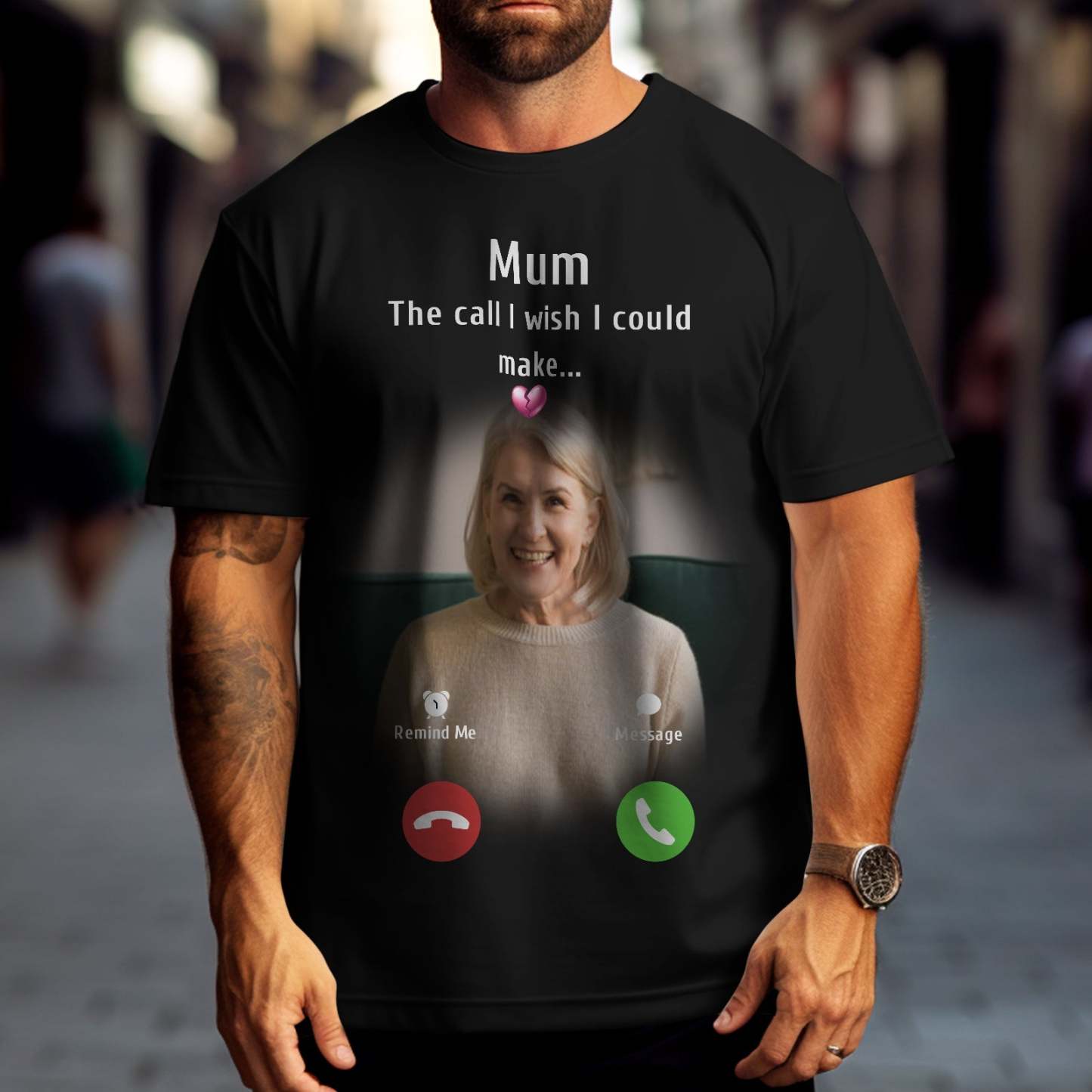 Custom Photo Memorial Mom T-shirt Memorial Gift Idea Personalized Shirt The Call I Wish I Could Make - MyPhotoBoxer