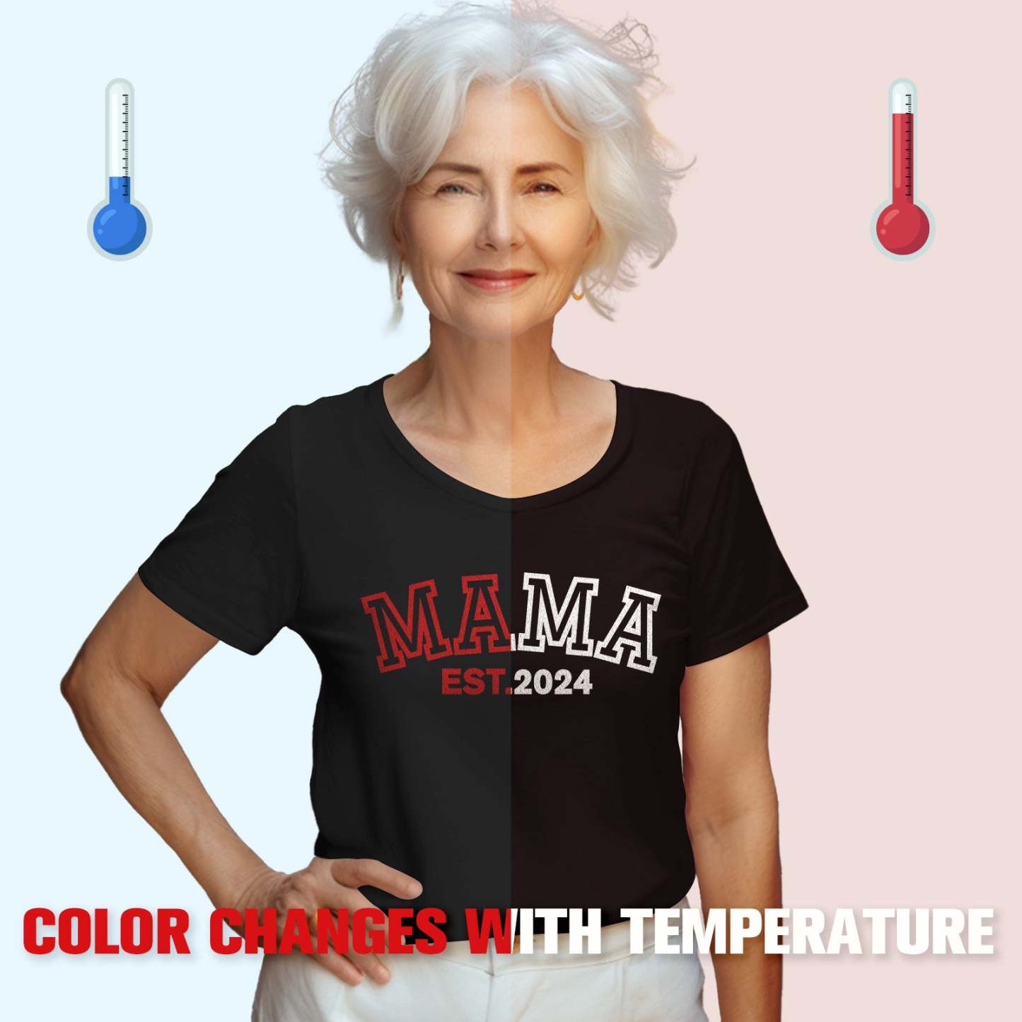 Custom Mama T-shirt Temperature-sensitive T-shirt Mother's Day Gift - MyPhotoBoxer