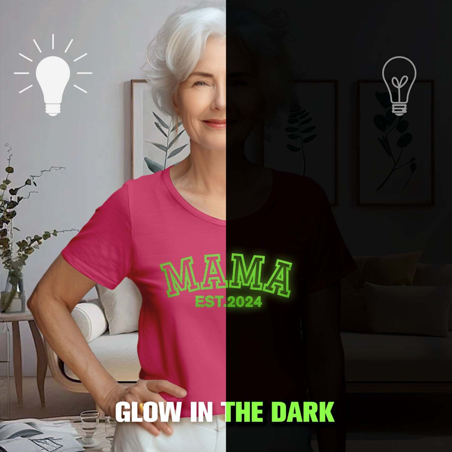 Custom Mama T-shirt Glow-in-the-dark T-shirt Mother's Day gift - MyPhotoBoxer