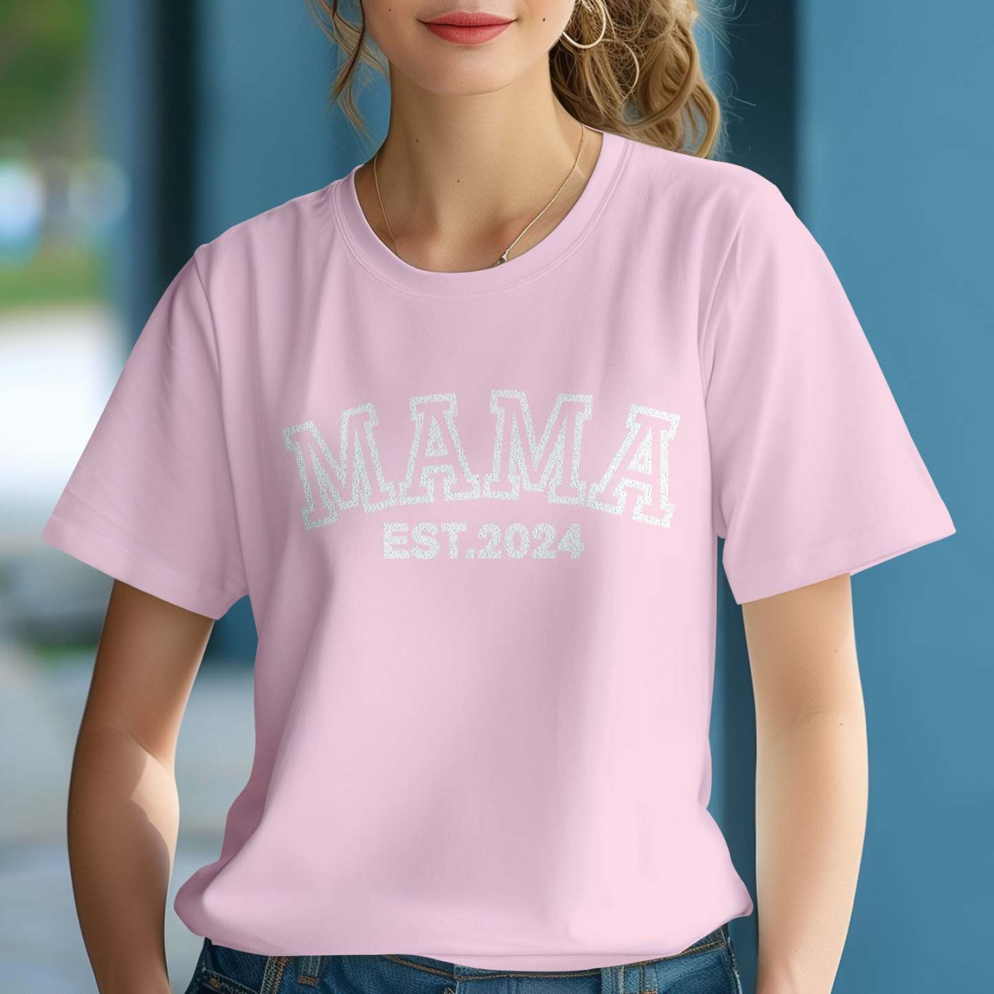 Custom Mama T-shirt EST 2024 T-shirt Mother's Day Gift - MyPhotoBoxer