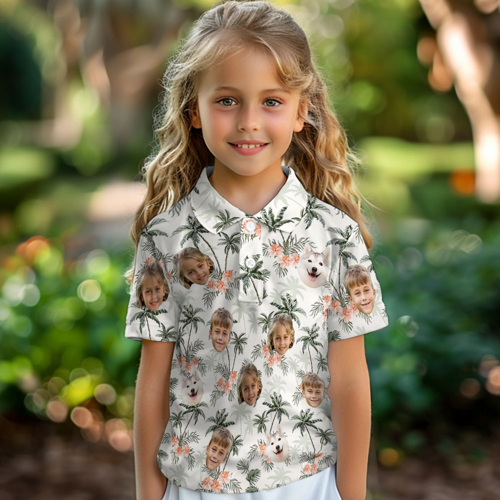 Custom Personalized Polo Shirts Custom Face Kids Polo Shirts Special Gift Polo Shirt For Kids - MyPhotoBoxer