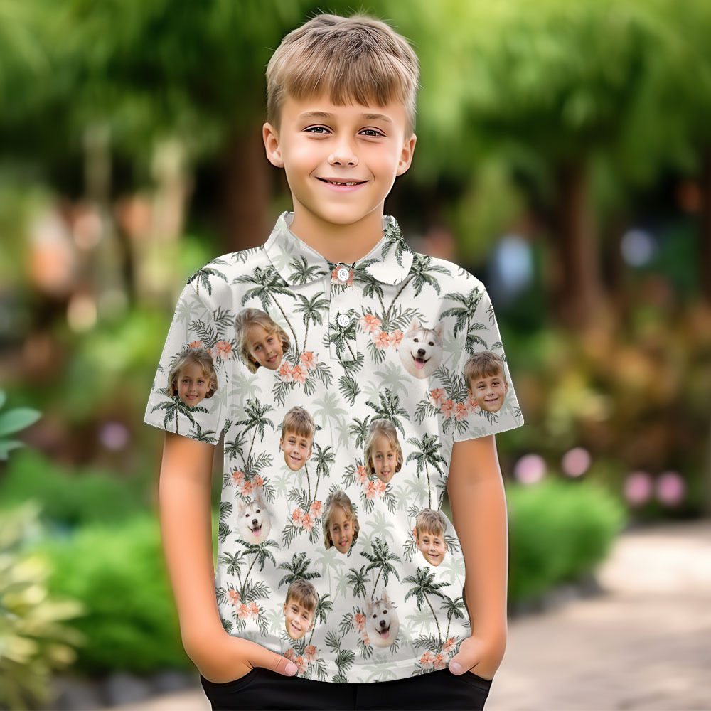 Custom Personalized Polo Shirts Custom Face Kids Polo Shirts Special Gift Polo Shirt For Kids - MyPhotoBoxer
