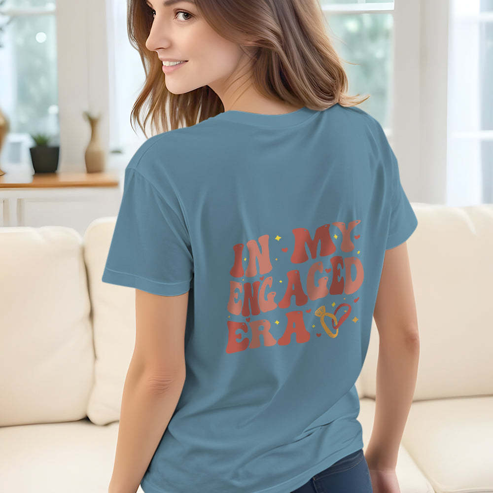 Personalized In My Engaged Era Bachelorette T Shirt with Name Wedding Bridal Shower Engagement Gift for Her - MyPhotoBoxer