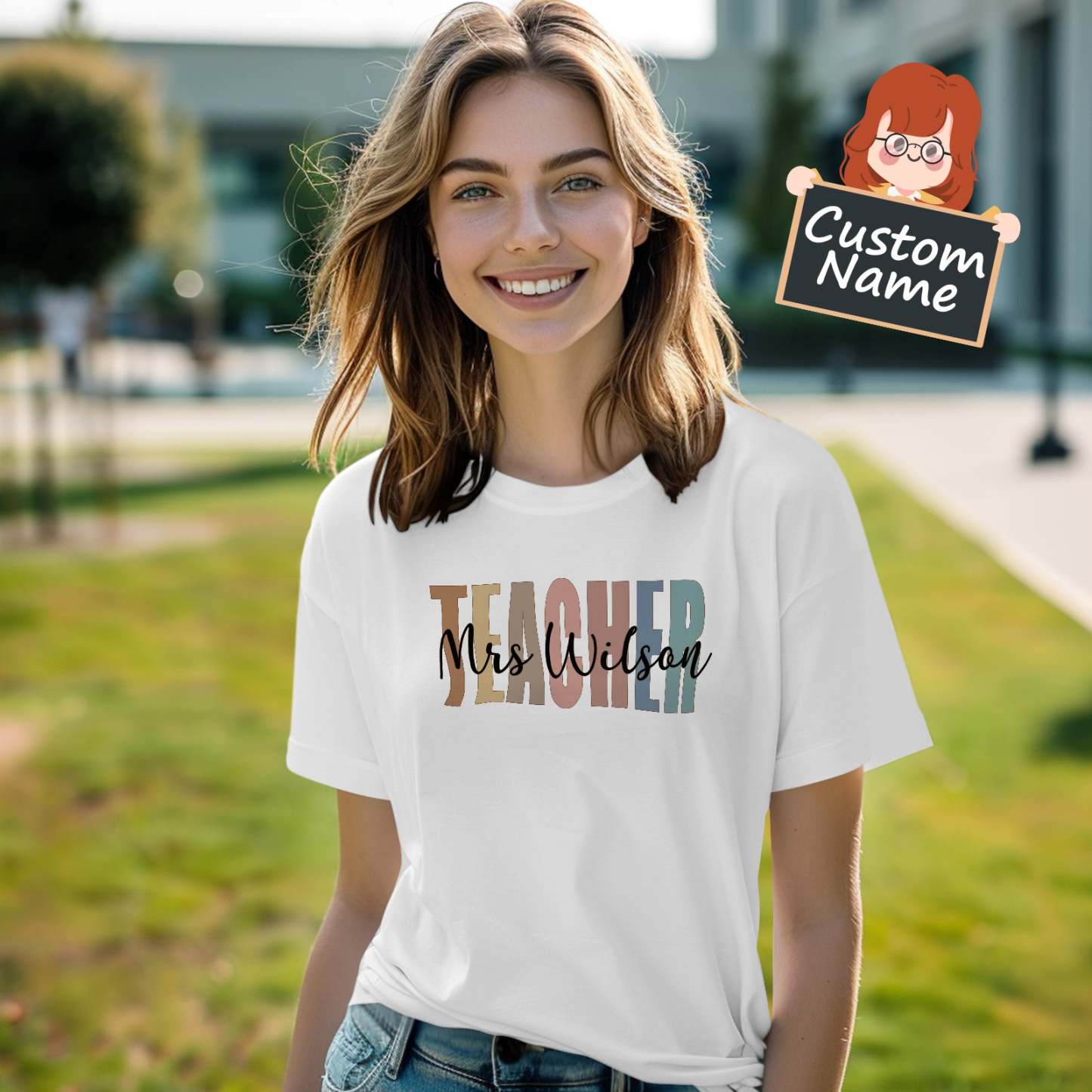 Personalized Teacher T-Shirt Teacher Custom Name Shirt Back to School Gifts - MyPhotoBoxer