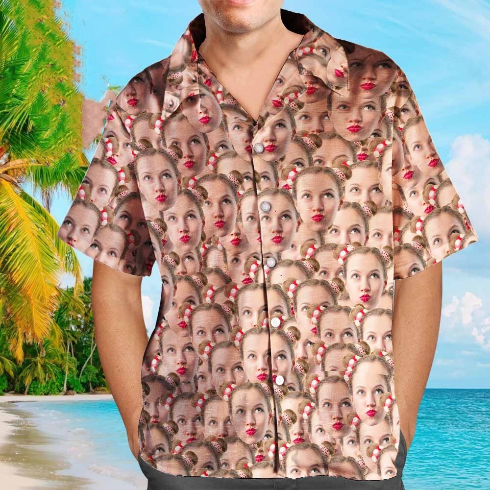Men's Custom Face Shirt Hawaiian Shirt Short Sleeve Mash
