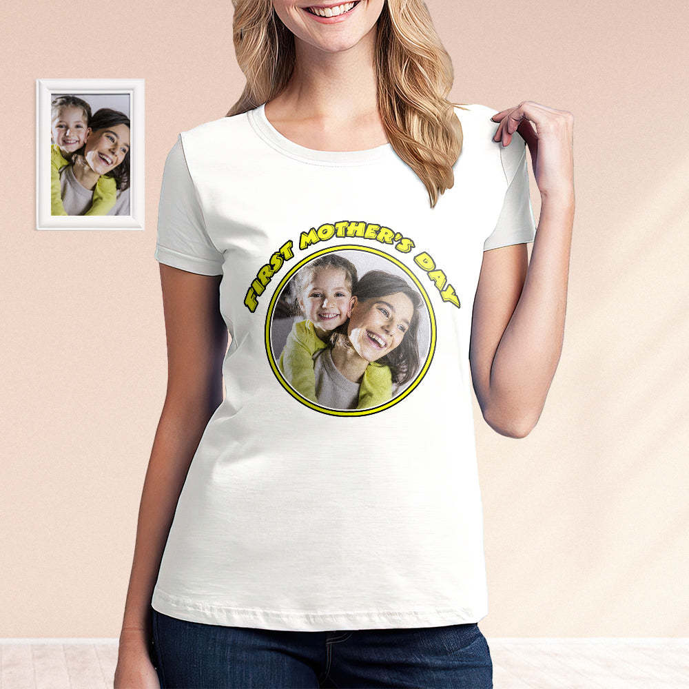 Personalized Photo My First Mother's Day T-Shirt Gifts For Mom