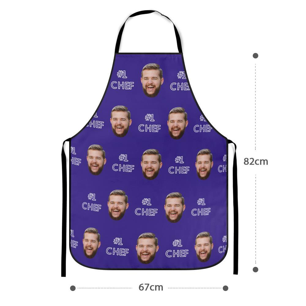 Custom Face Kitchen Apron Gifts for Dad, Mom - #1 CHEF