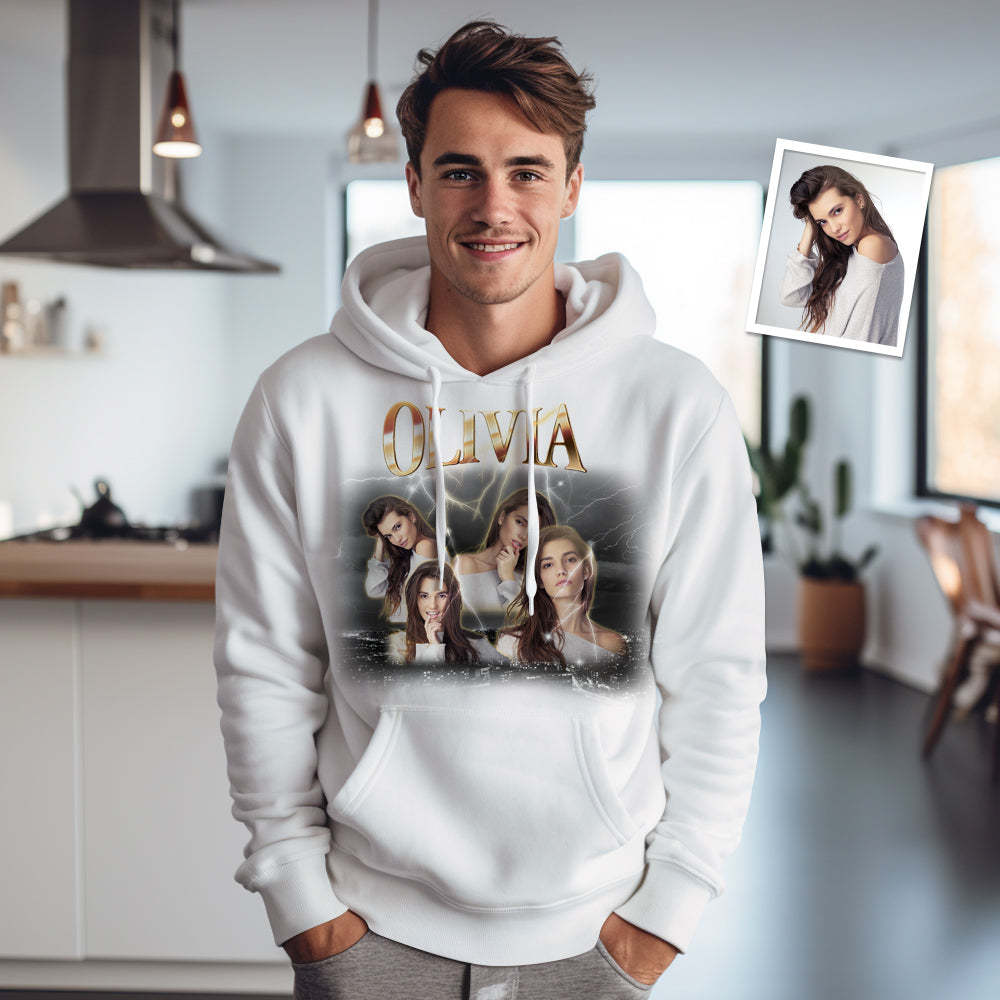 Custom Photo and Text Clothes Personalized Photo Gift Unisex Personality Vintage Lightning T-shirt,Hoodie - MyPhotoBoxer