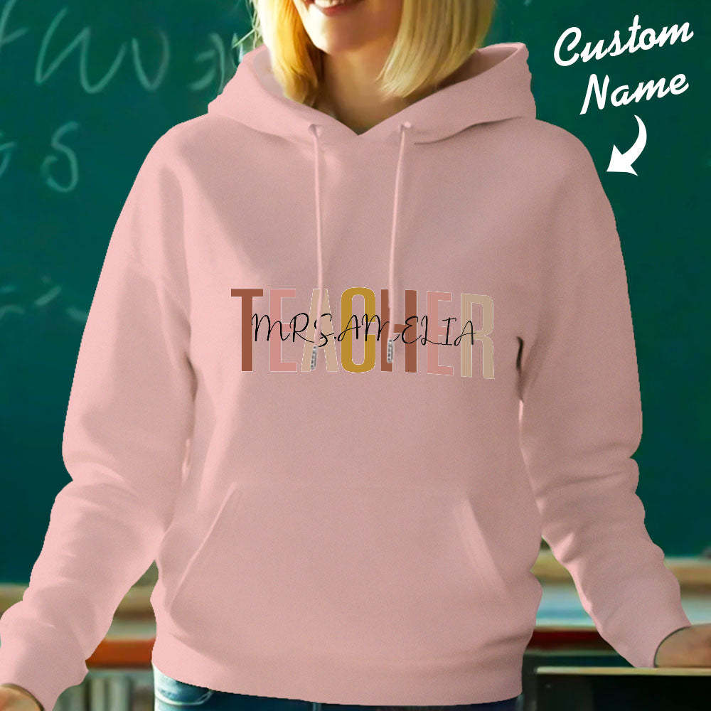 Personalized Teacher Hooded Sweatshirt Teacher Custom Name Hooded Sweatshirt Back to School Gifts - MyPhotoBoxer
